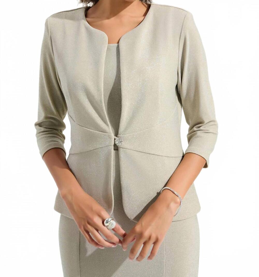 NEW JOSEPH RIBKOFF sparkly 3/4 sleeve twin set jacket in champagne